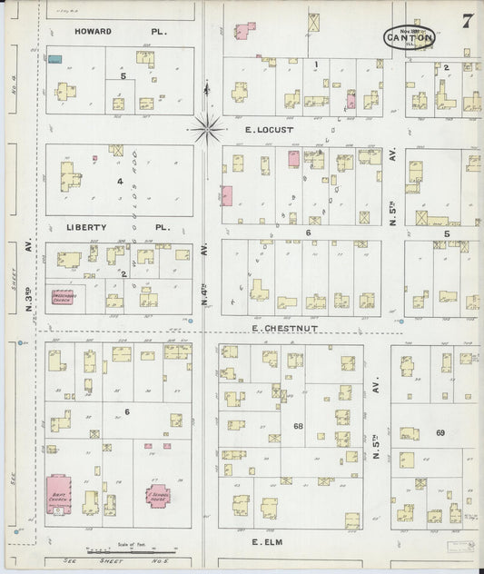 Sanborn Fire Insurance Map from Canton, Fulton County, Illinois (1891), Sheet #0007 - Historic Sanborn Fire Insurance Map Print, vintage old map wall art, antique decor, genealogy gift, Illinois Illinois map