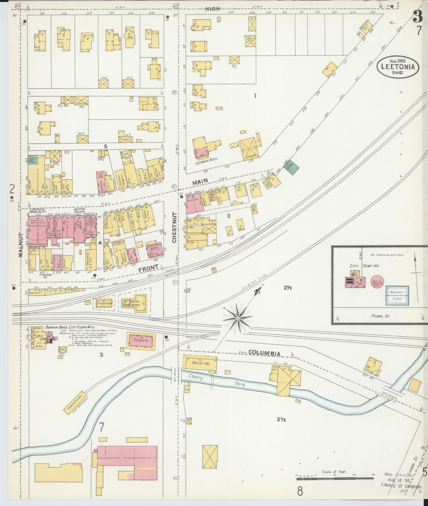 Sanborn Fire Insurance Map from Leetonia, Columbiana County, Ohio (1903), Sheet #0003 - Historic Sanborn Fire Insurance Map Print, vintage old map wall art, antique decor, genealogy gift, Ohio Ohio map