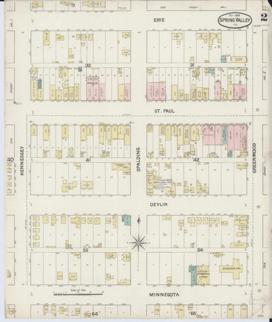 Sanborn Fire Insurance Map from Spring Valley, Bureau County, Illinois (1888), Sheet #0002 - Historic Sanborn Fire Insurance Map Print, vintage old map wall art, antique decor, genealogy gift, Illinois Illinois map