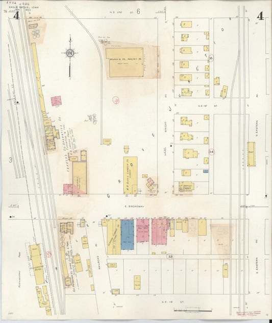 Sanborn Fire Insurance Map from Eagle Grove, Wright County, Iowa (1941), Sheet #0004 - Historic Sanborn Fire Insurance Map Print, vintage old map wall art