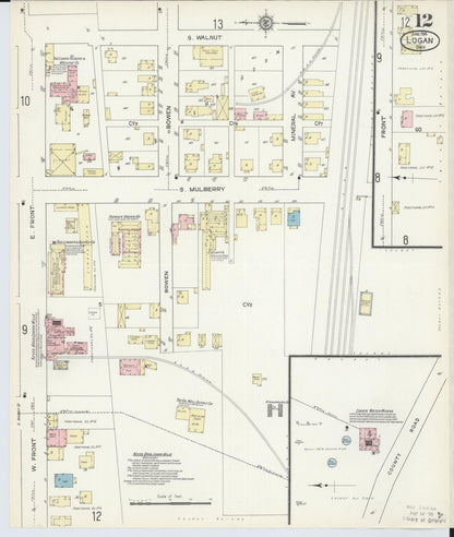 Sanborn Fire Insurance Map from Logan, Hocking County, Ohio (1914), Sheet #0012 - Historic Sanborn Fire Insurance Map Print, vintage old map wall art, antique decor, genealogy gift, Ohio Ohio map