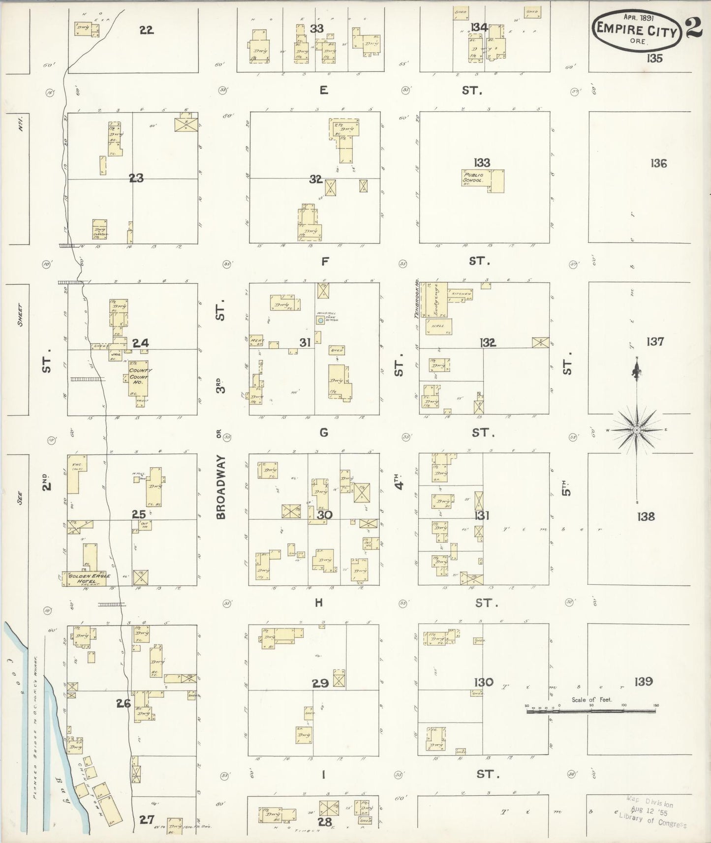Sanborn Fire Insurance Map from Empire, Coos County, Oregon (1891), Sheet #0002 - Complete Map Set gallery image, historic Sanborn map, vintage wall art, Oregon Oregon