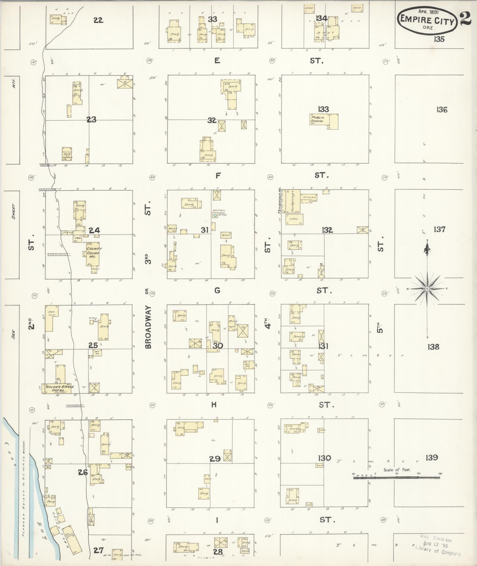 Sanborn Fire Insurance Map from Empire, Coos County, Oregon (1891), Sheet #0002 - Complete Map Set gallery image, historic Sanborn map, vintage wall art, Oregon Oregon
