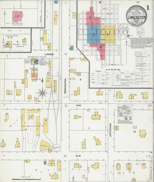 Sanborn Fire Insurance Map from Lancaster, Grant County, Wisconsin (1905), Sheet #0001 - Historic Sanborn Fire Insurance Map Print, vintage old map wall art, antique decor, genealogy gift, Wisconsin Wisconsin map