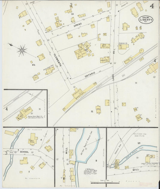 Sanborn Fire Insurance Map from Liberty, Sullivan County, New York (1897), Sheet #0004 - Historic Sanborn Fire Insurance Map Print, vintage old map wall art, antique decor, genealogy gift, New York New York map
