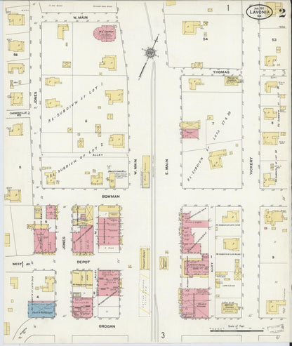 Sanborn Fire Insurance Map from Lavonia, Franklin County, Georgia (1911), Sheet #0002 - Complete Map Set gallery image, historic Sanborn map, vintage wall art, Georgia Georgia