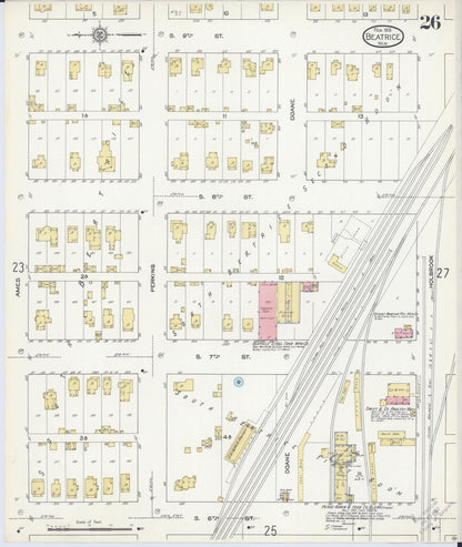 Sanborn Fire Insurance Map from Beatrice, Gage County, Nebraska (1913), Sheet #0026 - Complete Map Set gallery image, historic Sanborn map, vintage wall art, Nebraska Nebraska