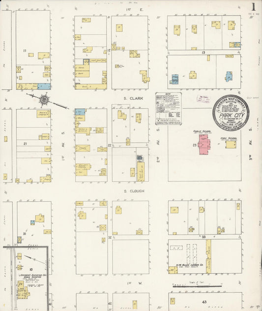 Sanborn Fire Insurance Map from Park City, Stillwater County, Montana (1912), Sheet #0001 - Historic Sanborn Fire Insurance Map Print, vintage old map wall art, antique decor, genealogy gift, Montana Montana map