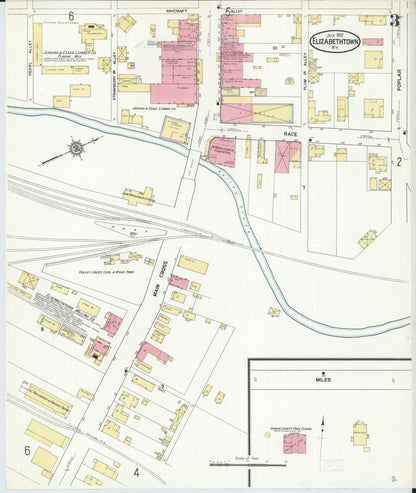 Sanborn Fire Insurance Map from Elizabethtown, Hardin County, Kentucky (1912), Sheet #0003 - Complete Map Set gallery image, historic Sanborn map, vintage wall art, Kentucky Kentucky