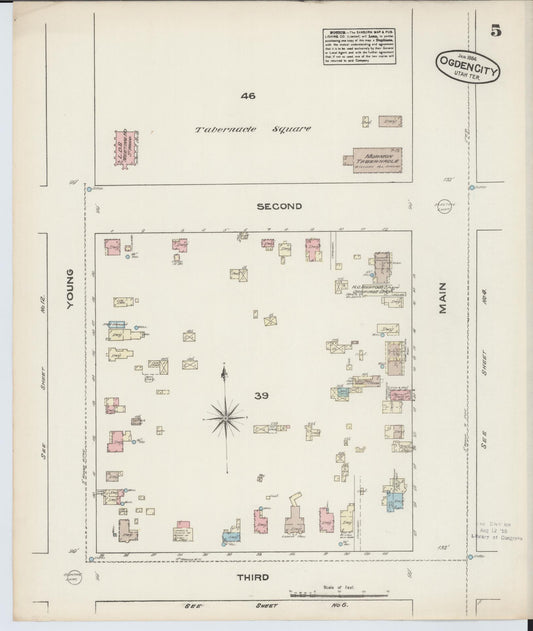 Sanborn Fire Insurance Map from Ogden, Weber County, Utah (1884), Sheet #0005 - Historic Sanborn Fire Insurance Map Print, vintage old map wall art, antique decor, genealogy gift, Utah Utah map