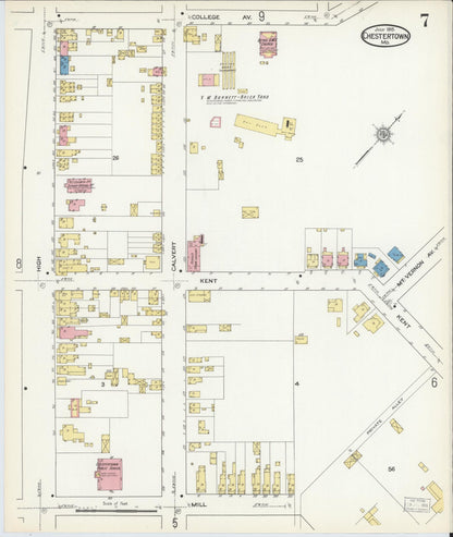 Sanborn Fire Insurance Map from Chestertown, Kent County, Maryland (1915), Sheet #0007 - Complete Map Set gallery image, historic Sanborn map, vintage wall art, Maryland Maryland
