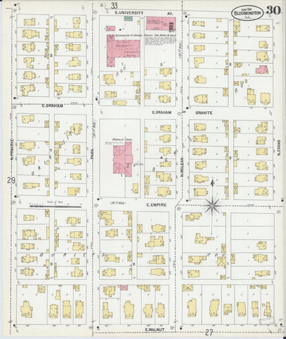 Sanborn Fire Insurance Map from Bloomington, McLean County, Illinois (1901), Sheet #0030 - Complete Map Set gallery image, historic Sanborn map, vintage wall art, Illinois Illinois
