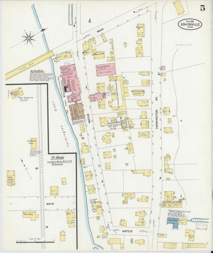 Sanborn Fire Insurance Map from Unionville, Hartford County, Connecticut (1909), Sheet #0005 - Complete Map Set gallery image, historic Sanborn map, vintage wall art, Connecticut Connecticut