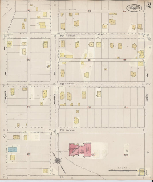 Sanborn Fire Insurance Map from Tonasket, Okanogan County, Washington (1945), Sheet #0002 - Historic Sanborn Fire Insurance Map Print, vintage old map wall art, antique decor, genealogy gift, Washington Washington map