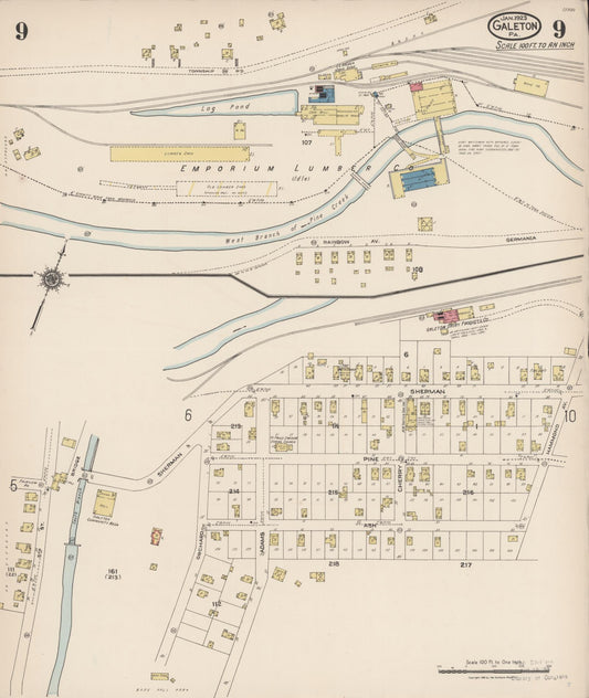 Sanborn Fire Insurance Map from Galeton, Potter County, Pennsylvania (1923), Sheet #0009 - Historic Sanborn Fire Insurance Map Print, vintage old map wall art, antique decor, genealogy gift, Pennsylvania Pennsylvania map