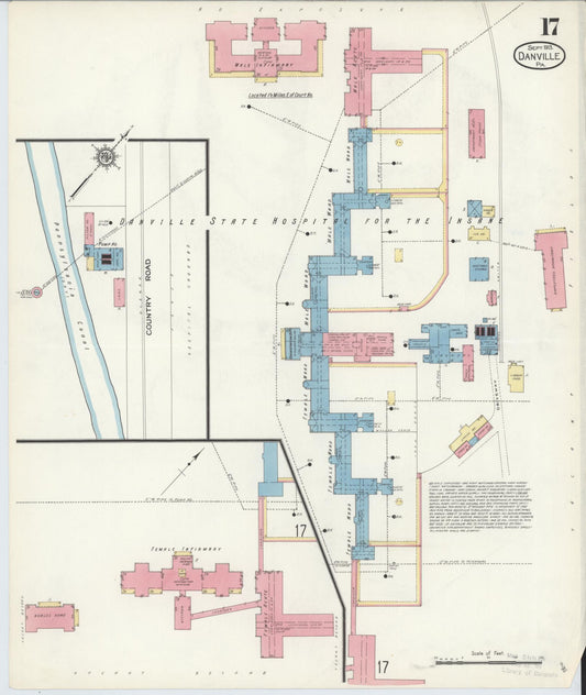 Sanborn Fire Insurance Map from Danville, Montour County, Pennsylvania (1913), Sheet #0017 - Historic Sanborn Fire Insurance Map Print, vintage old map wall art, antique decor, genealogy gift, Pennsylvania Pennsylvania map
