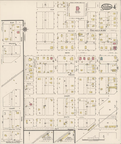 Sanborn Fire Insurance Map from Texhoma, Texas County, Oklahoma and Sherman County, Texas, Texas (1922), Sheet #0004 - Complete Map Set gallery image, historic Sanborn map, vintage wall art, Texhoma Texas