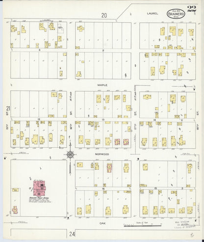 Sanborn Fire Insurance Map from Brainerd, Crow Wing County, Minnesota (1913), Sheet #0022 - Complete Map Set gallery image, historic Sanborn map, vintage wall art, Minnesota Minnesota