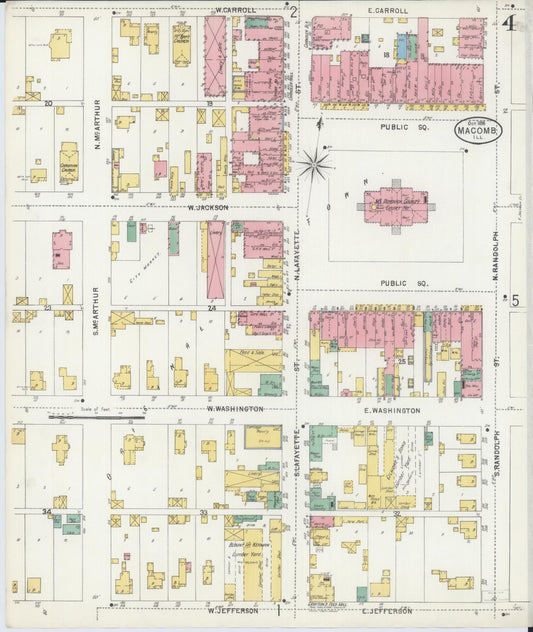 Sanborn Fire Insurance Map from Macomb, Mcdonough County, Illinois (1898), Sheet #0004 - Historic Sanborn Fire Insurance Map Print, vintage old map wall art, antique decor, genealogy gift, Illinois Illinois map