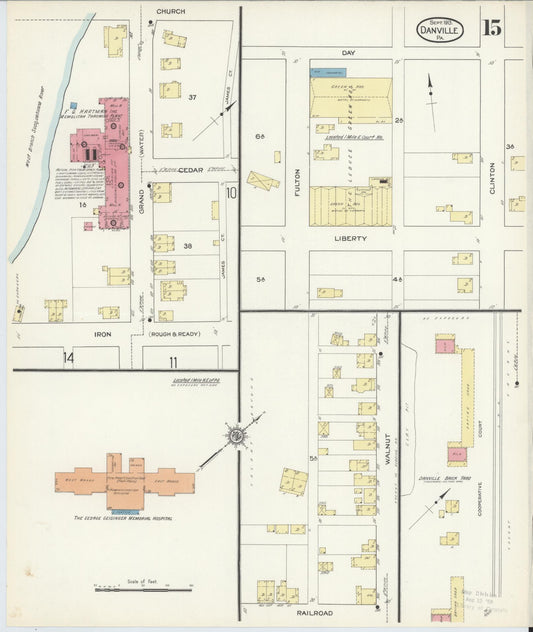 Sanborn Fire Insurance Map from Danville, Montour County, Pennsylvania (1913), Sheet #0015 - Historic Sanborn Fire Insurance Map Print, vintage old map wall art, antique decor, genealogy gift, Pennsylvania Pennsylvania map