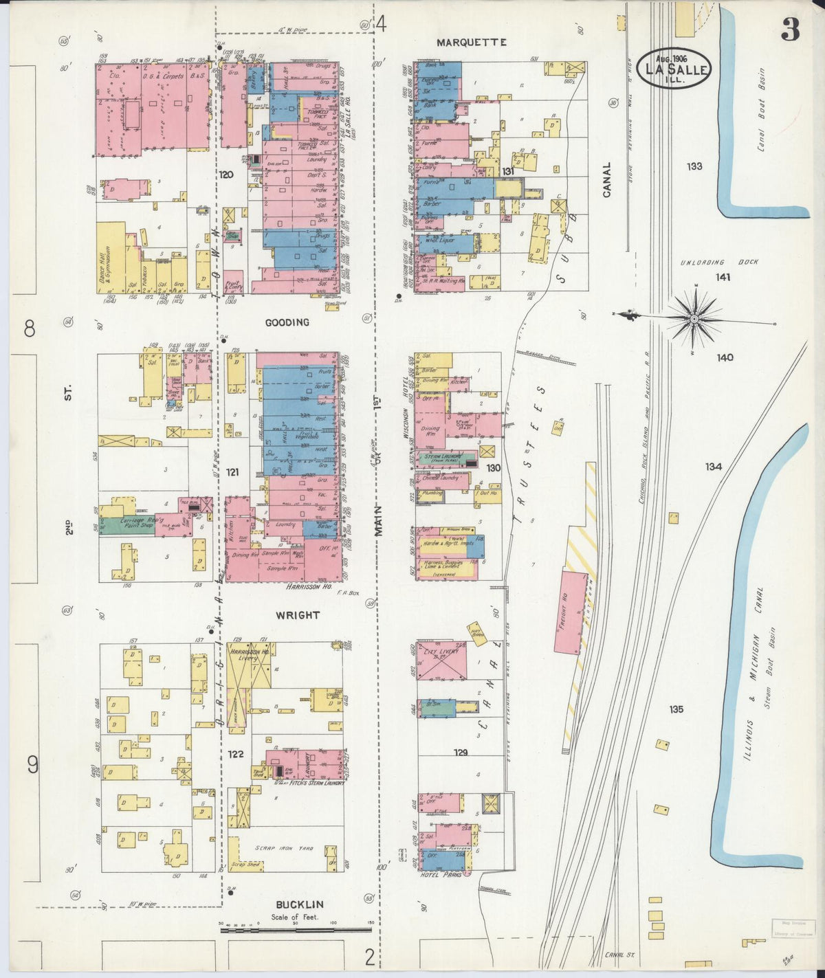 Sanborn Fire Insurance Map from La Salle, La Salle County, Illinois (1906), Sheet #0003 - Historic Sanborn Fire Insurance Map Print, vintage old map wall art, antique decor, genealogy gift, Illinois Illinois map