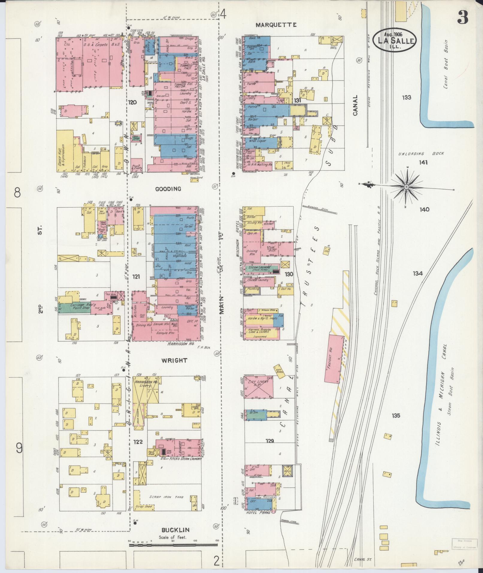 Sanborn Fire Insurance Map from La Salle, La Salle County, Illinois (1906), Sheet #0003 - Historic Sanborn Fire Insurance Map Print, vintage old map wall art, antique decor, genealogy gift, Illinois Illinois map