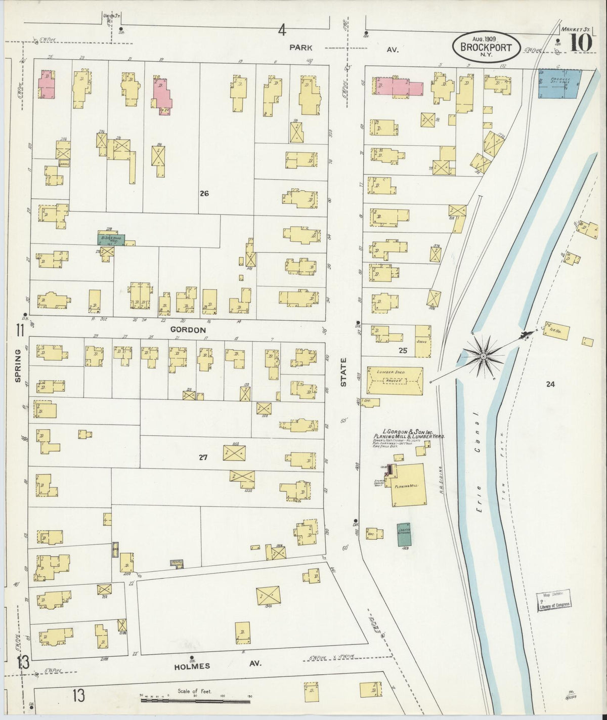 Sanborn Fire Insurance Map from Brockport, Monroe County, New York (1909), Sheet #0010 - Complete Map Set gallery image, historic Sanborn map, vintage wall art, New York New York
