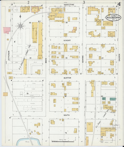 Sanborn Fire Insurance Map from Richland Center, Richland County, Wisconsin (1899), Sheet #0004 - Complete Map Set gallery image, historic Sanborn map, vintage wall art, Wisconsin Wisconsin