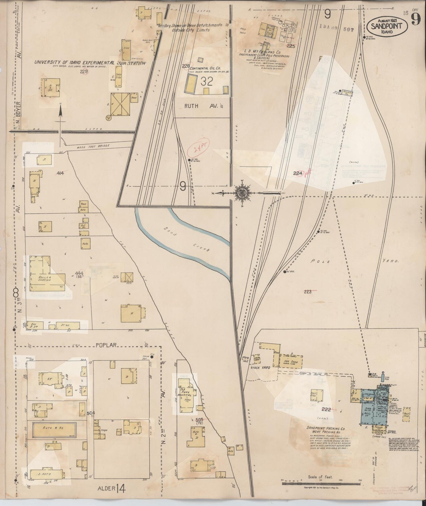 Sanborn Fire Insurance Map from Sandpoint, Bonner County, Idaho (1948), Sheet #0009 - Complete Map Set gallery image, historic Sanborn map, vintage wall art, Idaho Idaho