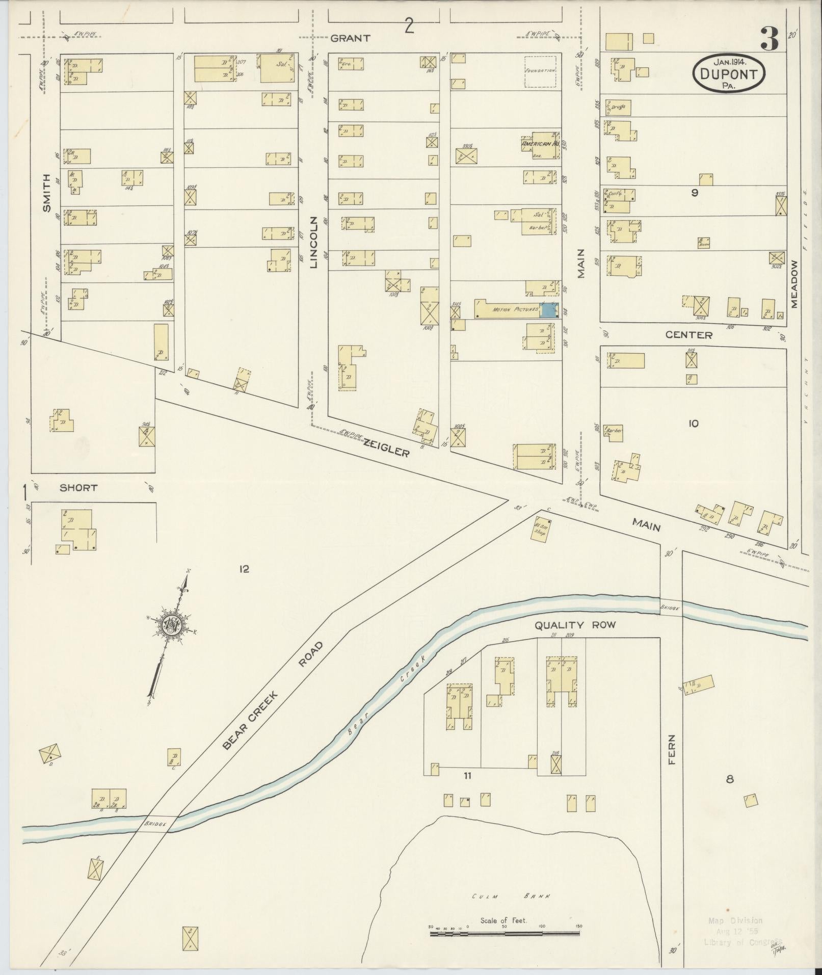 Sanborn Fire Insurance Map from Dupont, Luzerne County, Pennsylvania (1914), Sheet #0003 - Historic Sanborn Fire Insurance Map Print, vintage old map wall art, antique decor, genealogy gift, Pennsylvania Pennsylvania map