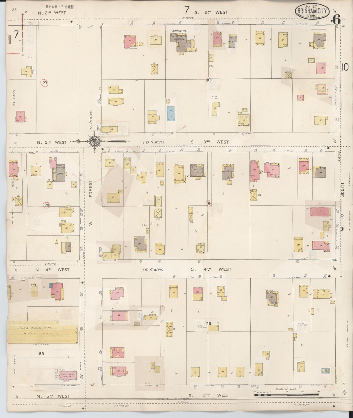 Sanborn Fire Insurance Map from Brigham City, Box Elder County, Utah (1949), Sheet #0006 - Historic Sanborn Fire Insurance Map Print, vintage old map wall art, antique decor, genealogy gift, Utah Utah map