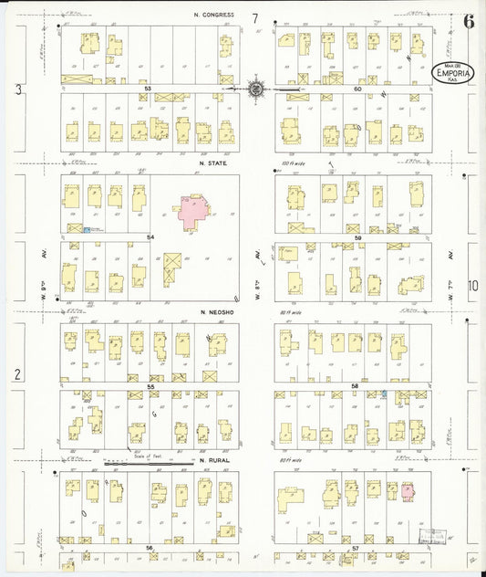 Sanborn Fire Insurance Map from Emporia, Lyon County, Kansas (1911), Sheet #0006 - Historic Sanborn Fire Insurance Map Print, vintage old map wall art, antique decor, genealogy gift, Kansas Kansas map
