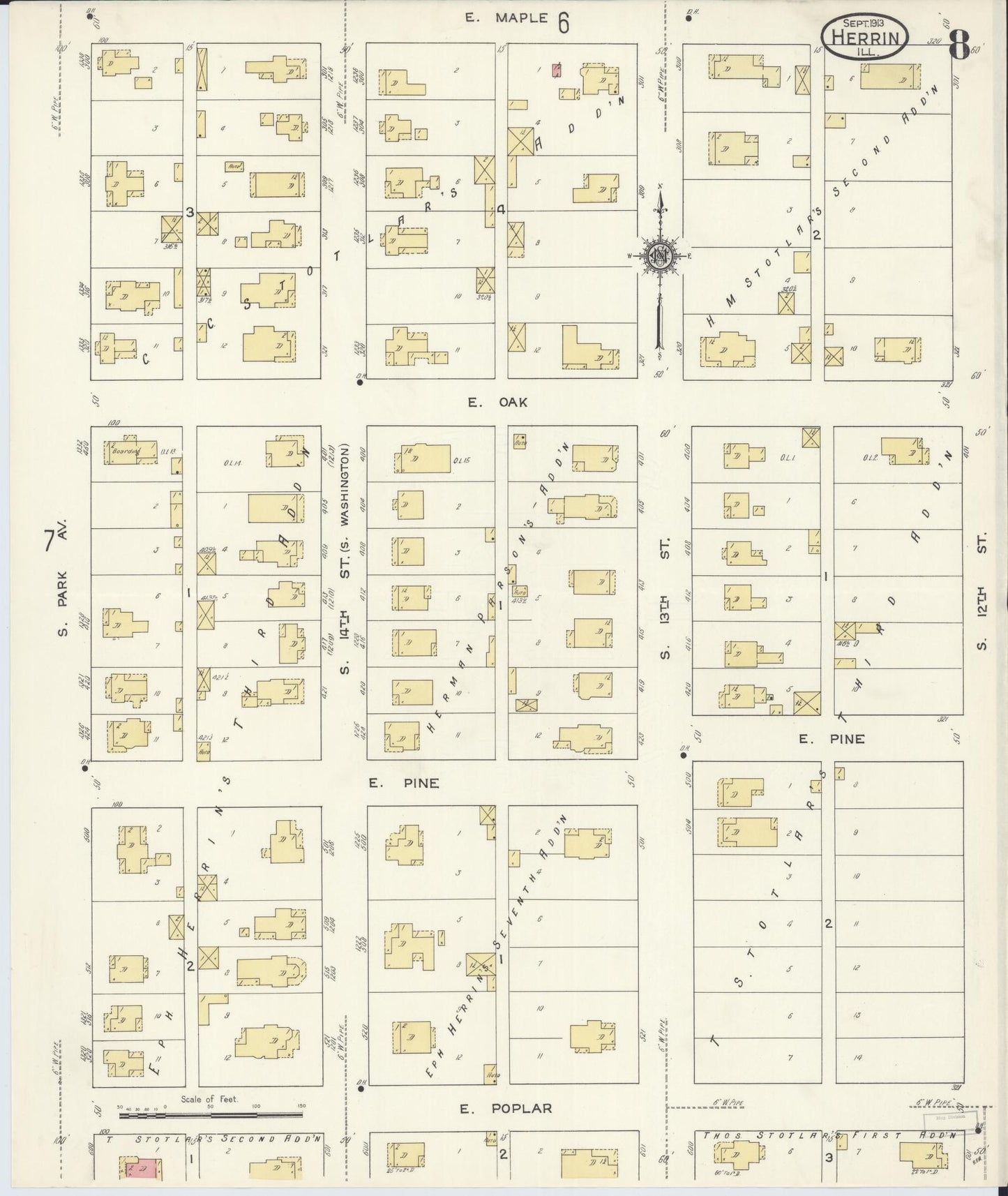 Sanborn Fire Insurance Map from Herrin, Williamson County, Illinois (1913), Sheet #0008 - Complete Map Set gallery image, historic Sanborn map, vintage wall art, Illinois Illinois