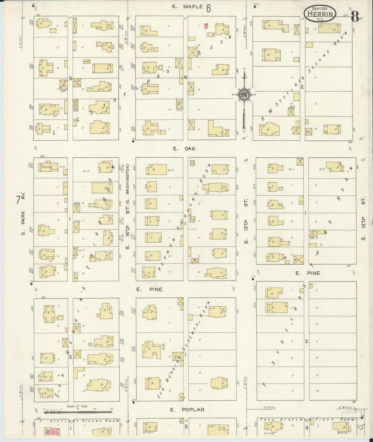 Sanborn Fire Insurance Map from Herrin, Williamson County, Illinois (1913), Sheet #0008 - Complete Map Set gallery image, historic Sanborn map, vintage wall art, Illinois Illinois