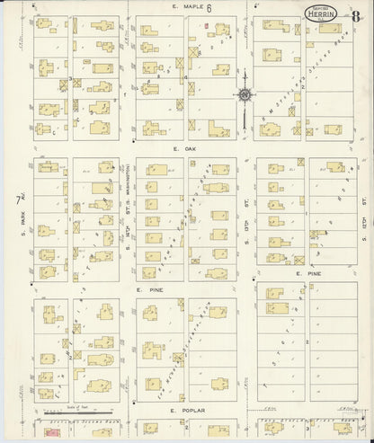 Sanborn Fire Insurance Map from Herrin, Williamson County, Illinois (1913), Sheet #0008 - Complete Map Set gallery image, historic Sanborn map, vintage wall art, Illinois Illinois