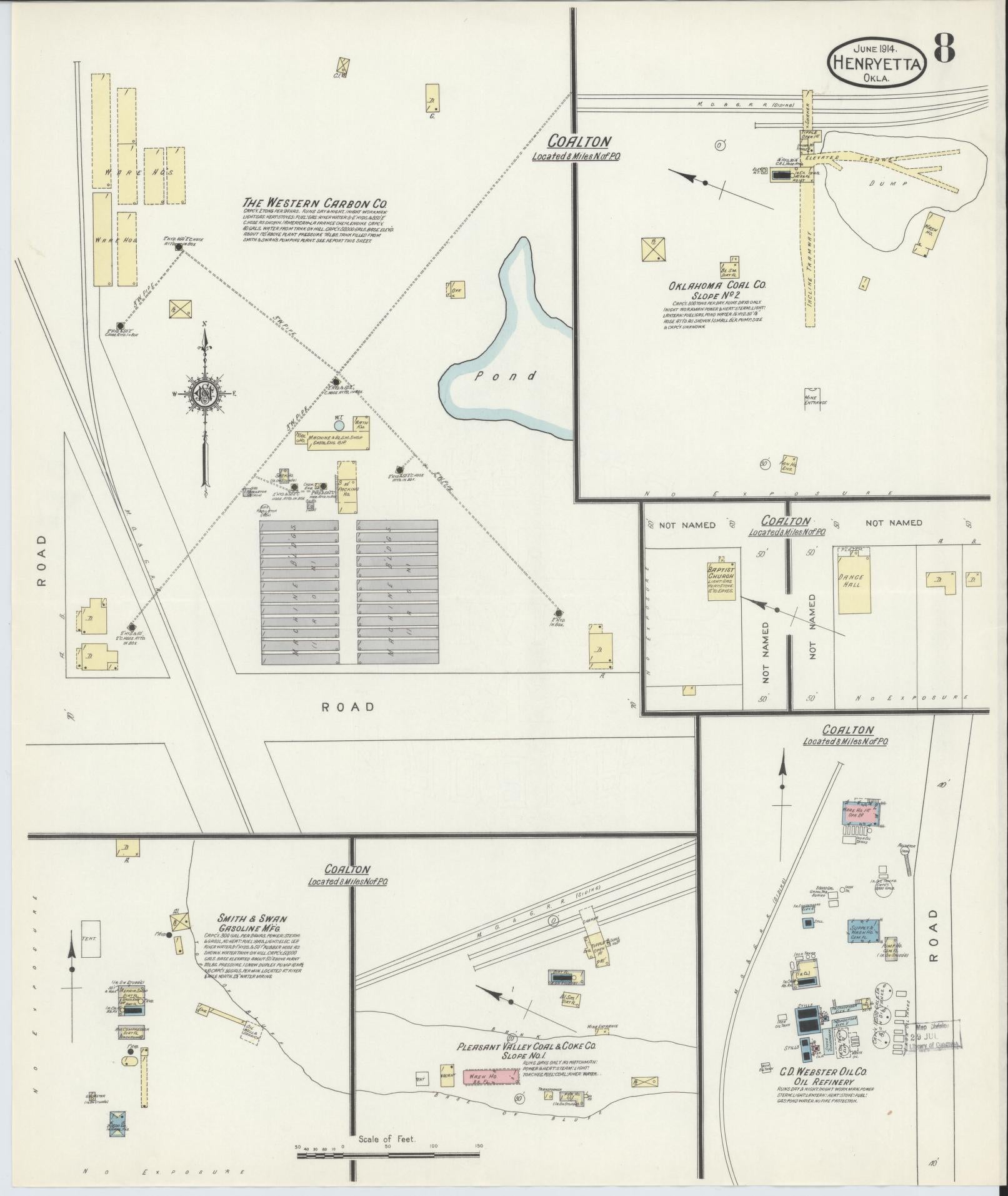 Sanborn Fire Insurance Map from Henryetta, Okmulgee County, Oklahoma (1914), Sheet #0008 - Complete Map Set gallery image, historic Sanborn map, vintage wall art, Oklahoma Oklahoma