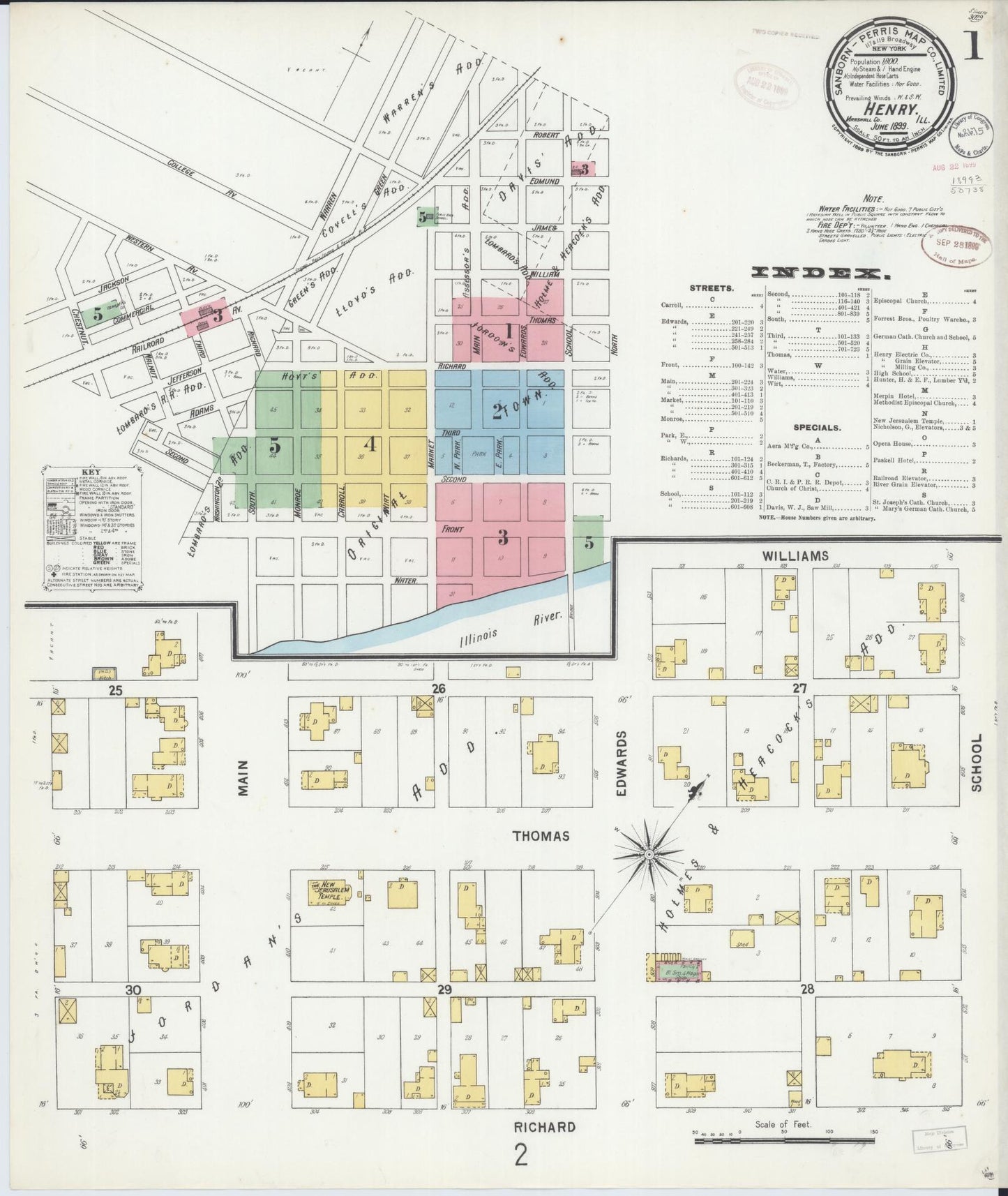 Sanborn Fire Insurance Map from Henry, Marshall County, Illinois (1899), Sheet #0001 - Complete Map Set gallery image, historic Sanborn map, vintage wall art, Illinois Illinois