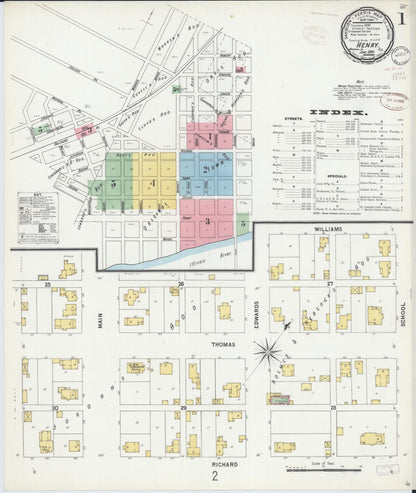 Sanborn Fire Insurance Map from Henry, Marshall County, Illinois (1899), Sheet #0001 - Complete Map Set gallery image, historic Sanborn map, vintage wall art, Illinois Illinois