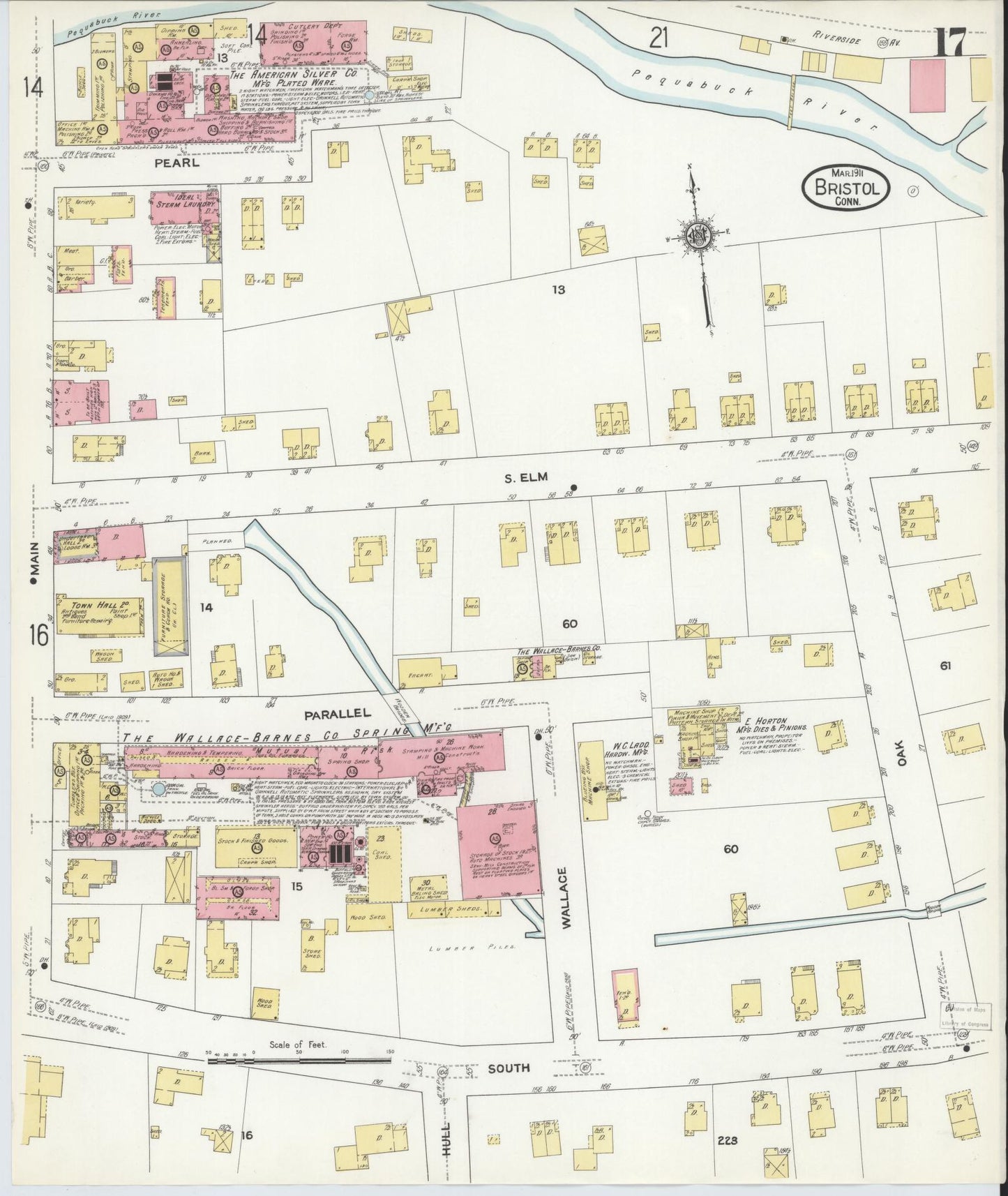 Sanborn Fire Insurance Map from Bristol, Hartford County, Connecticut (1911), Sheet #0017 - Complete Map Set gallery image, historic Sanborn map, vintage wall art, Connecticut Connecticut