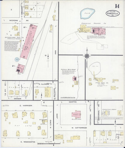 Sanborn Fire Insurance Map from Kirksville, Adair County, Missouri (1914), Sheet #0014 - Complete Map Set gallery image, historic Sanborn map, vintage wall art, Missouri Missouri