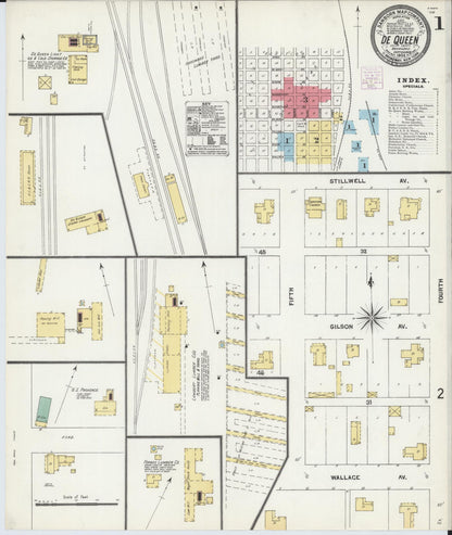 Sanborn Fire Insurance Map from De Queen, Sevier County, Arkansas (1904), Sheet #0001 - Complete Map Set gallery image, historic Sanborn map, vintage wall art, Arkansas Arkansas