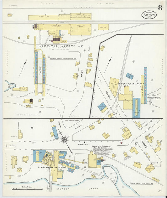 Sanborn Fire Insurance Map from Akron, Erie County, New York (1910), Sheet #0008 - Historic Sanborn Fire Insurance Map Print, vintage old map wall art, antique decor, genealogy gift, New York New York map