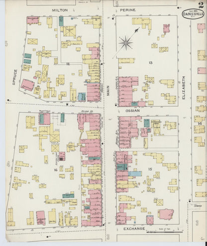 Sanborn Fire Insurance Map from Dansville, Livingston County, New York (1893), Sheet #0002 - Complete Map Set gallery image, historic Sanborn map, vintage wall art, New York New York