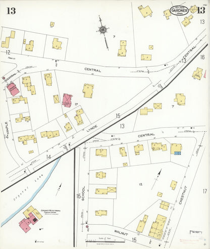 Sanborn Fire Insurance Map from Gardner, Worcester County, Massachusetts (1923), Sheet #0013 - Complete Map Set gallery image, historic Sanborn map, vintage wall art, Massachusetts Massachusetts