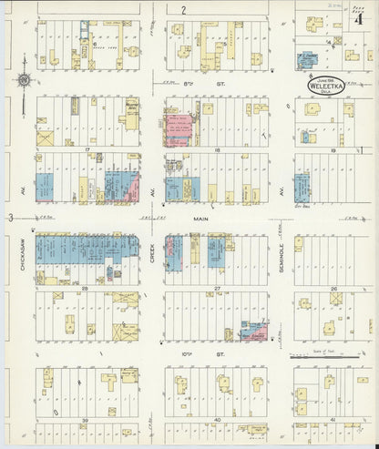 Sanborn Fire Insurance Map from Weleetka, Okfuskee County, Oklahoma (1914), Sheet #0004 - Complete Map Set gallery image, historic Sanborn map, vintage wall art, Oklahoma Oklahoma