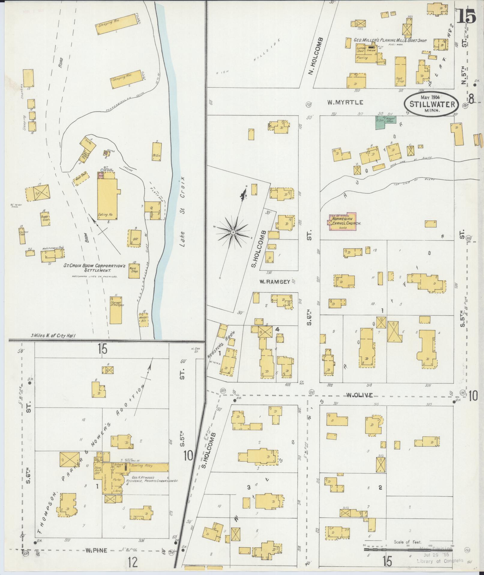 Sanborn Fire Insurance Map from Stillwater, Washington County, Minnesota (1904), Sheet #0015 - Historic Sanborn Fire Insurance Map Print, vintage old map wall art, antique decor, genealogy gift, Minnesota Minnesota map