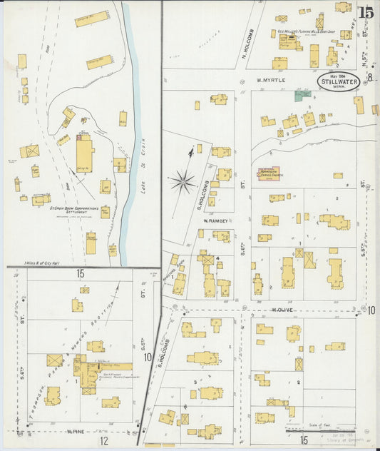 Sanborn Fire Insurance Map from Stillwater, Washington County, Minnesota (1904), Sheet #0015 - Historic Sanborn Fire Insurance Map Print, vintage old map wall art, antique decor, genealogy gift, Minnesota Minnesota map