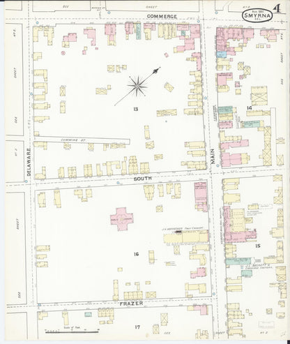 Sanborn Fire Insurance Map from Smyrna, Kent County, Delaware (1891), Sheet #0004 - Complete Map Set gallery image, historic Sanborn map, vintage wall art, Delaware Delaware