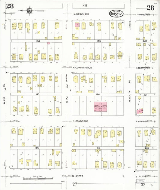 Sanborn Fire Insurance Map from Emporia, Lyon County, Kansas (1923), Sheet #0028 - Historic Sanborn Fire Insurance Map Print, vintage old map wall art, antique decor, genealogy gift, Kansas Kansas map