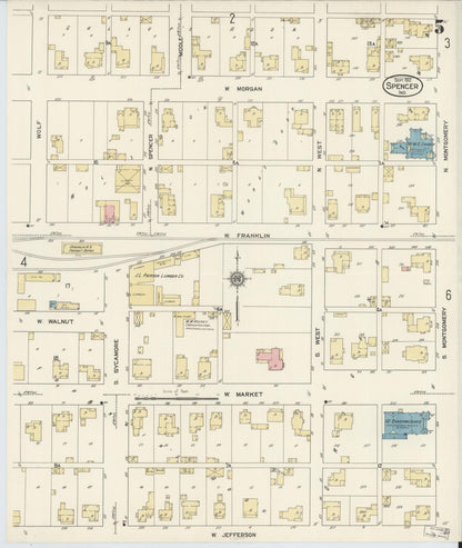 Sanborn Fire Insurance Map from Spencer, Owen County, Indiana (1912), Sheet #0005 - Complete Map Set gallery image, historic Sanborn map, vintage wall art, Indiana Indiana